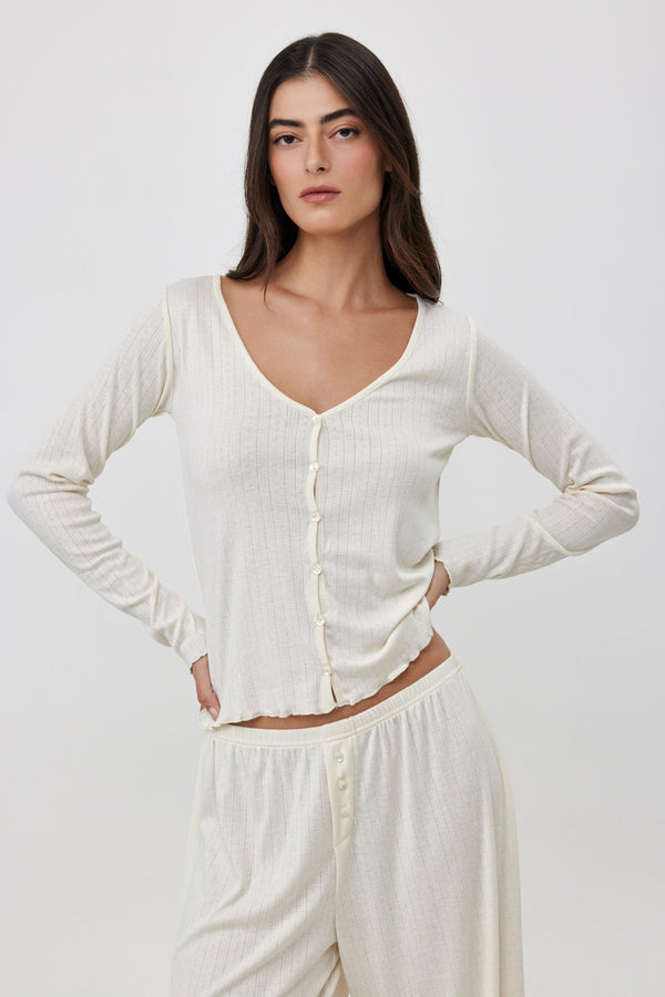 Cream Pointelle Cardigan