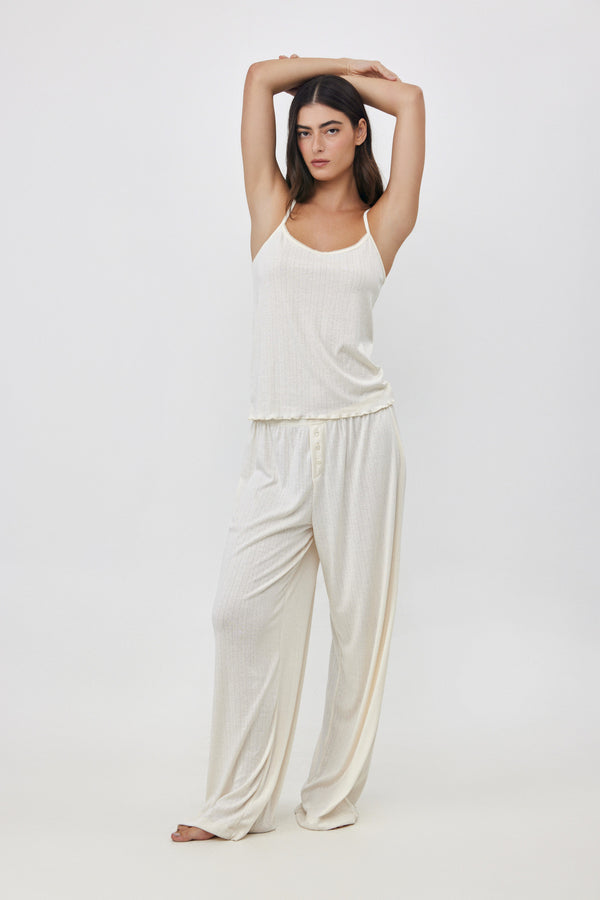 Cream Pointelle Tank Top