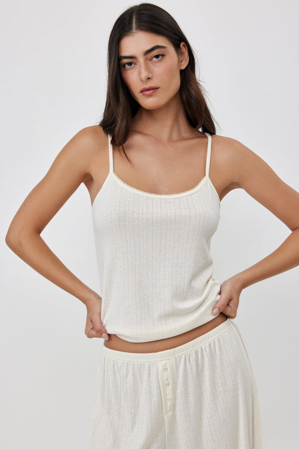 Cream Pointelle Tank Top