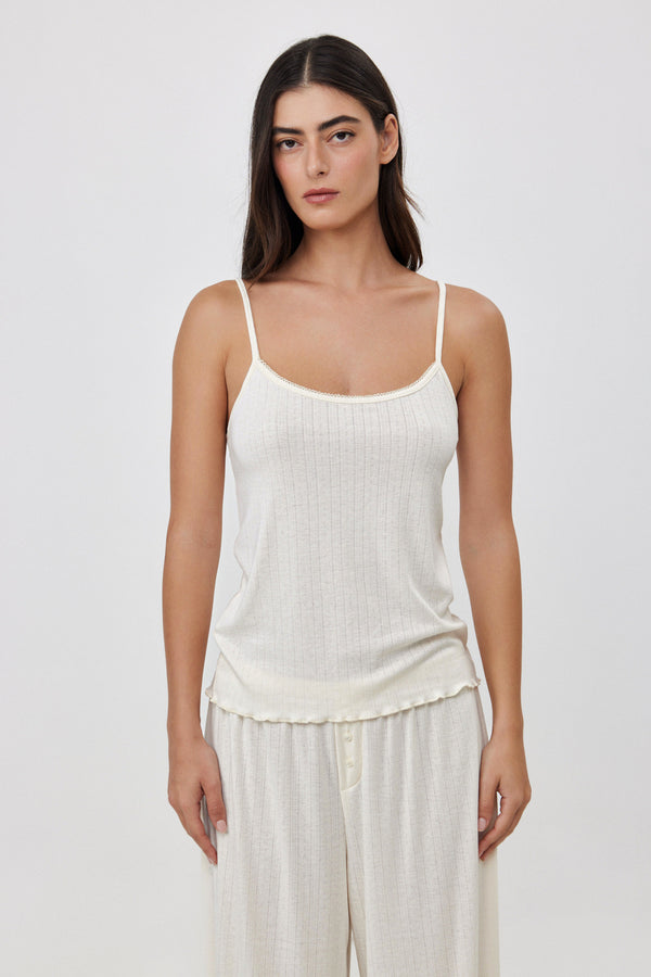 Cream Pointelle Tank Top