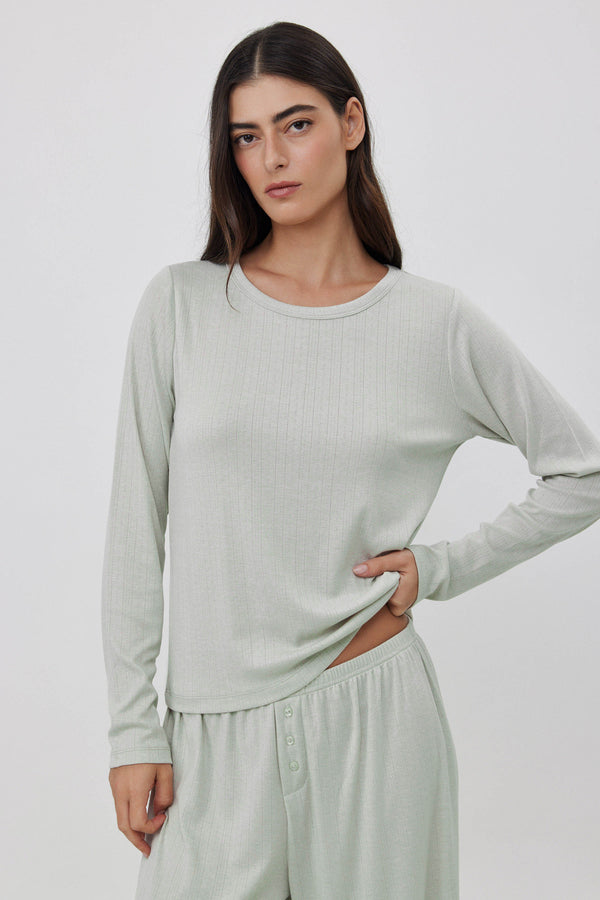 Sage Pointelle Long Shirt