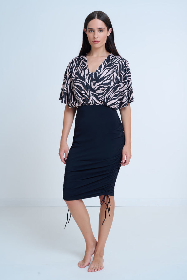 GOTTEX MODEST SURPLICE BLOUSON ONE PIECE SWIMSUIT IN ANIMAL PRINT