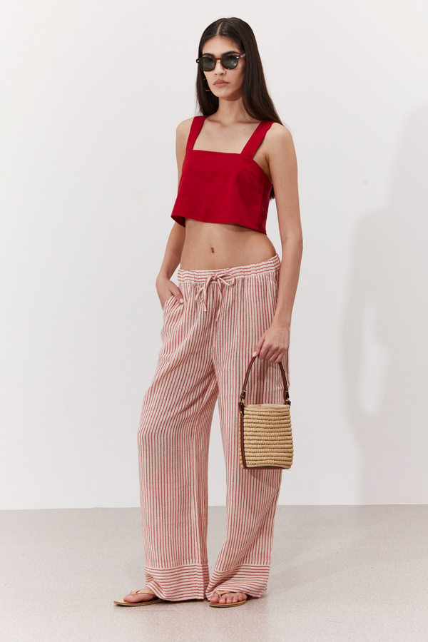 POSITANO STRIPED WIDE-LEG PANTS