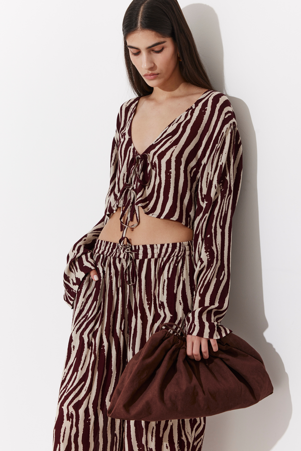 ZANZIBAR WIDE-LEG LINEN PANTS IN ANIMAL PRINT