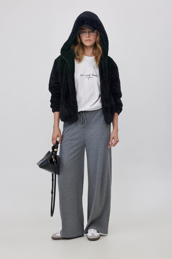 FLEECE JACKET WITH FRONT ZIP IN BLACK