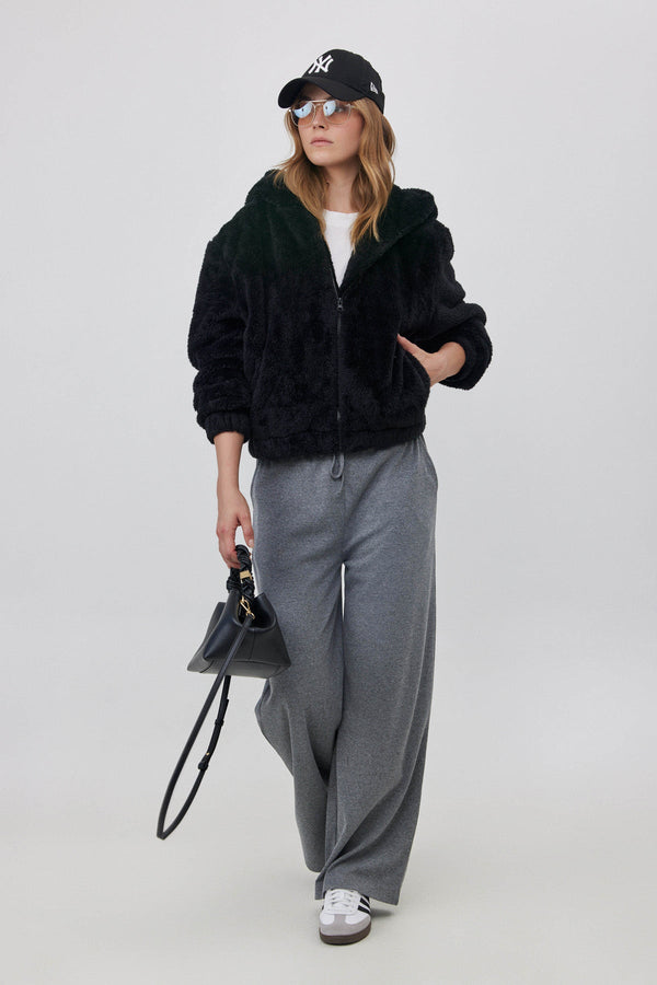FLEECE JACKET WITH FRONT ZIP IN BLACK