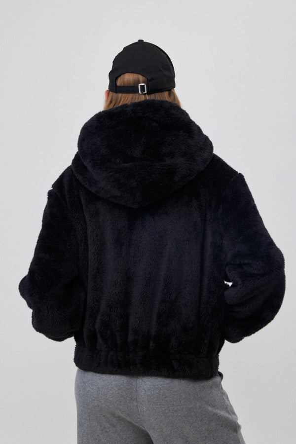 FLEECE JACKET WITH FRONT ZIP IN BLACK