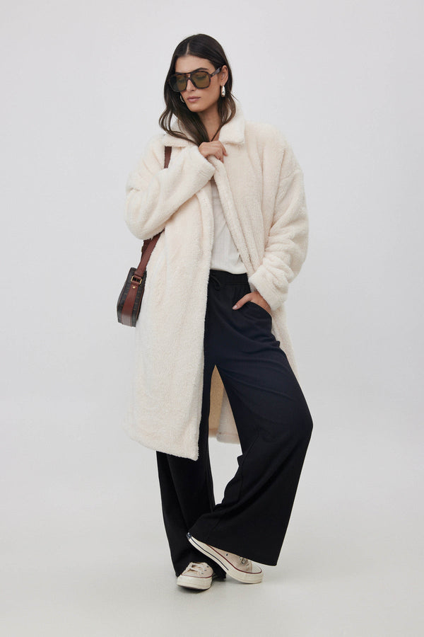 LONG FLEECE JACKET IN CREAM