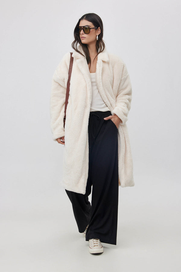 LONG FLEECE JACKET IN CREAM