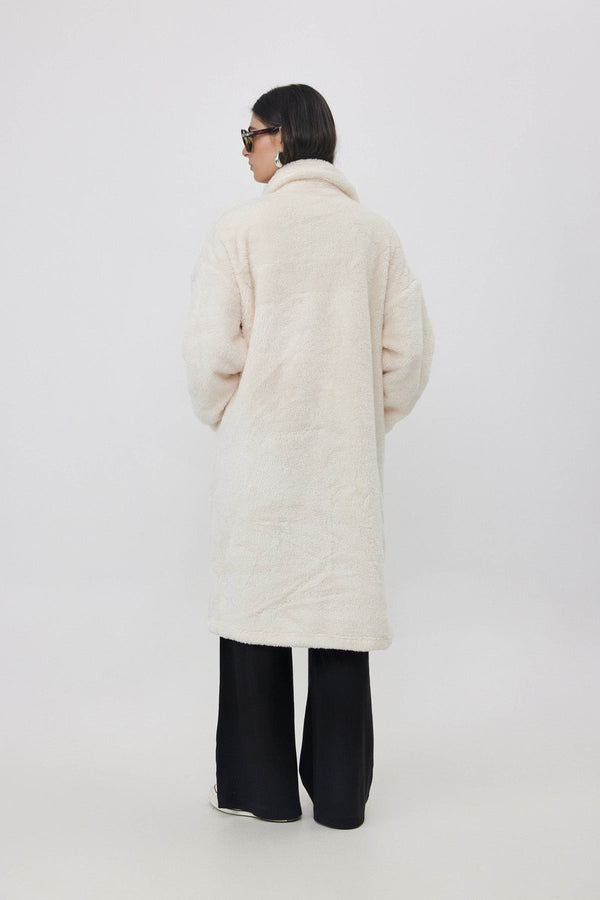 LONG FLEECE JACKET IN CREAM