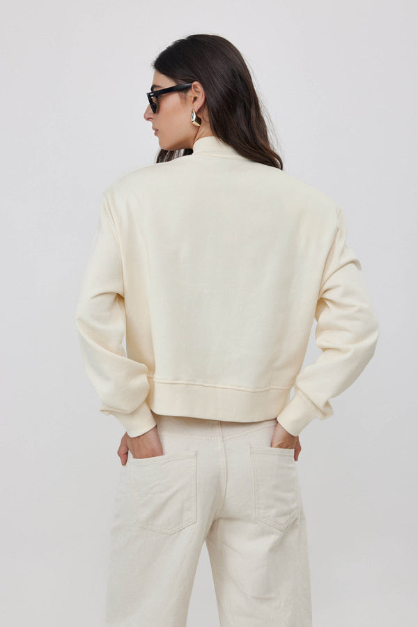 CREAM FRENCH TERRY BOMBER JACKET