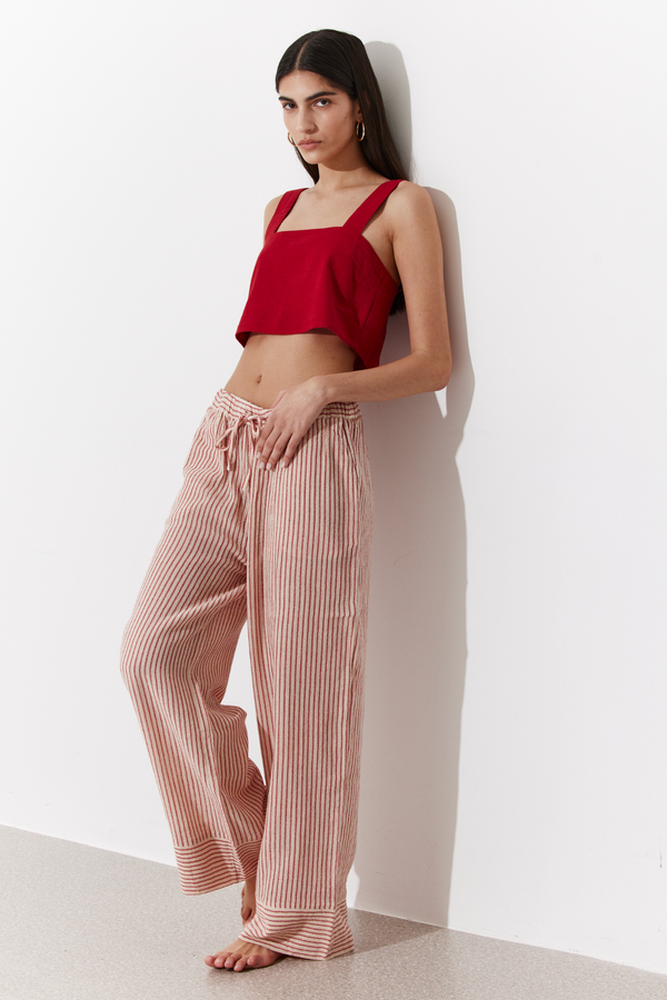 POSITANO STRIPED WIDE-LEG PANTS