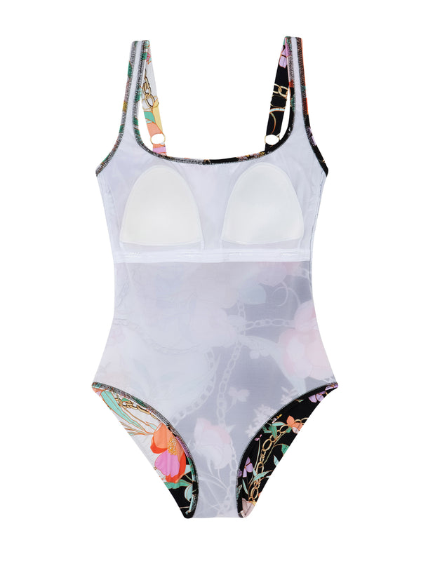 GOTTEX MONTECARLO CAP SLEEVES SQUARE NECK ONE PIECE SWIMSUIT - BLUE