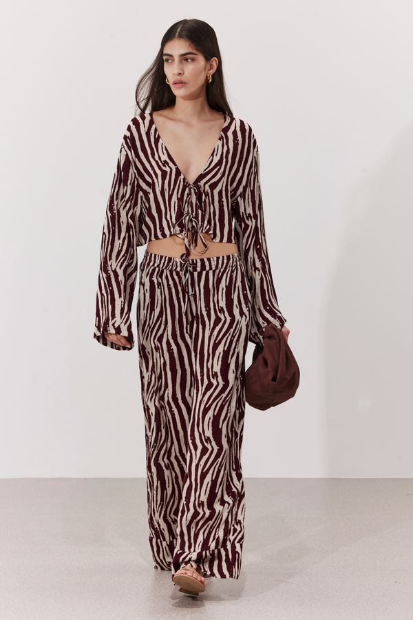 ZANZIBAR WIDE-LEG LINEN PANTS IN ANIMAL PRINT
