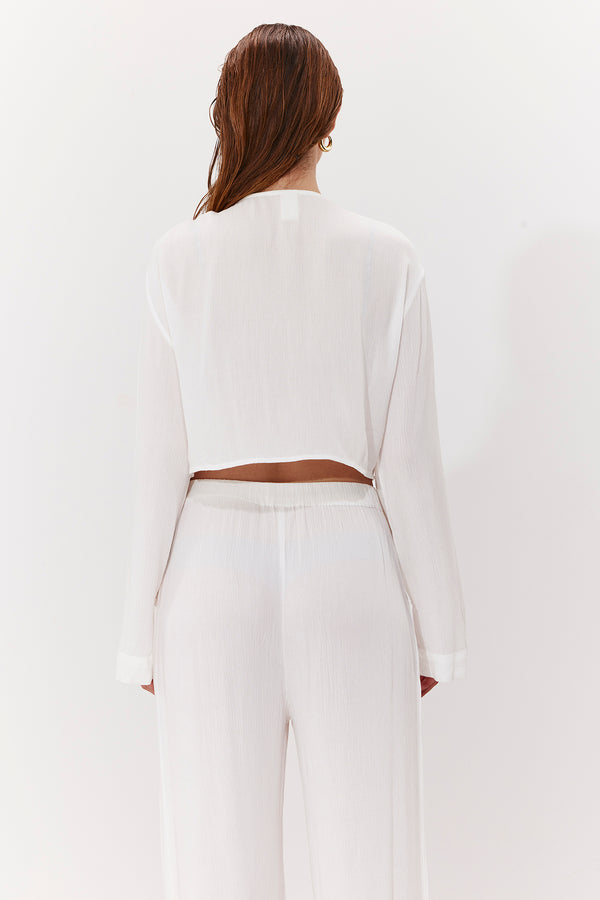 MARRAKESH FRONT TIE SHIRT IN WHITE