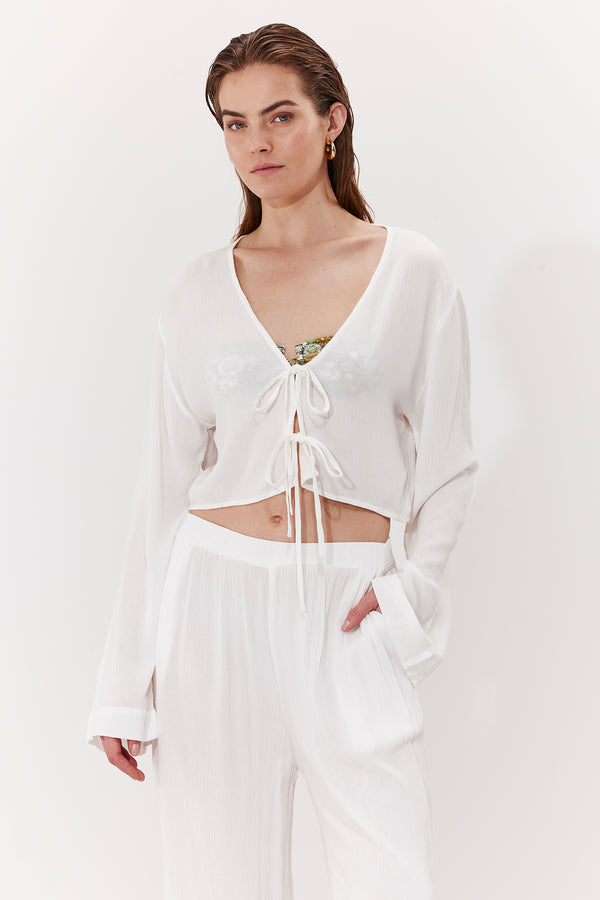 MARRAKESH FRONT TIE SHIRT IN WHITE