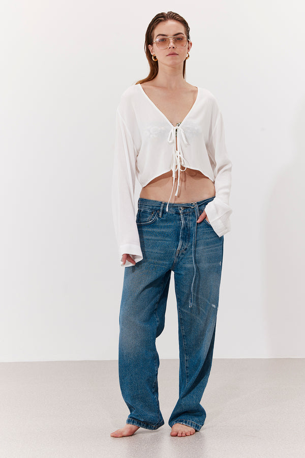 MARRAKESH FRONT TIE SHIRT IN WHITE