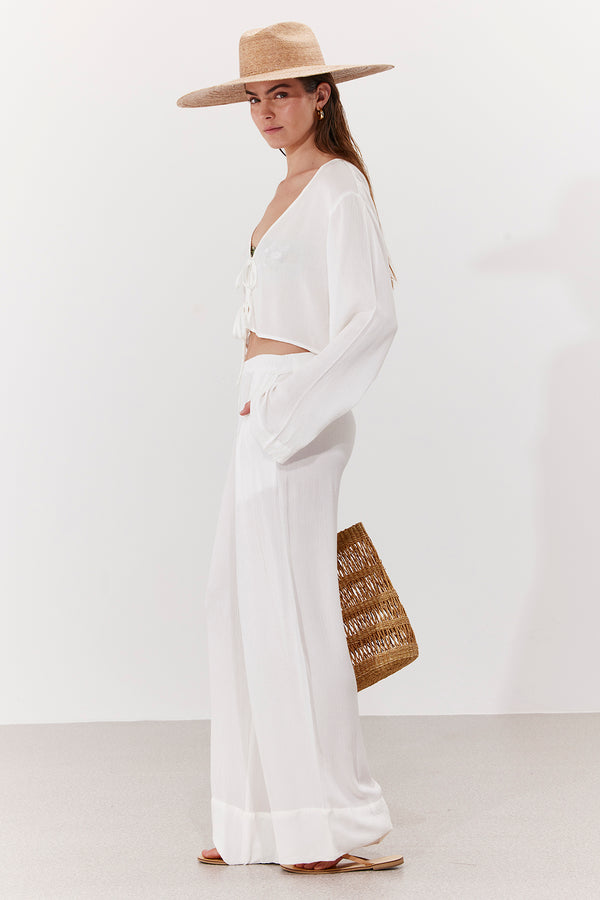 MARRAKESH FRONT TIE SHIRT IN WHITE