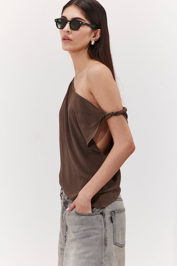 MARRAKESH OFF THE SHOULDER TOP IN KHAKI