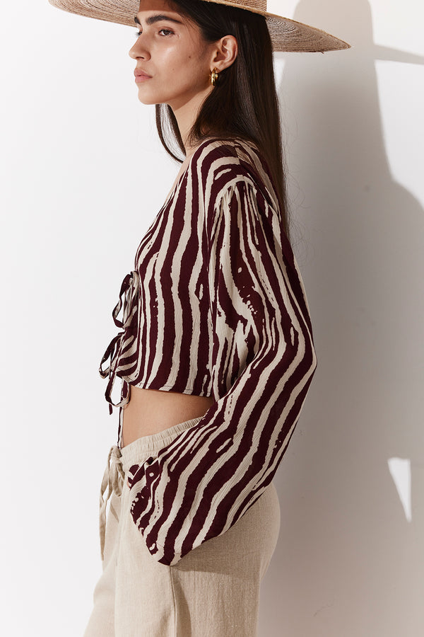 ZANZIBAR FRONT TIE SHIRT IN ANIMAL PRINT