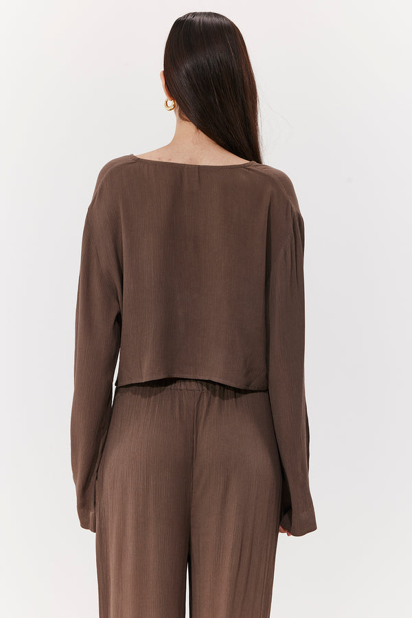 MARRAKESH FRONT TIE SHIRT IN KHAKI