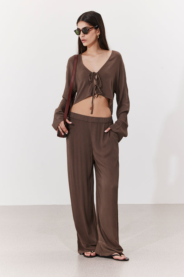 MARRAKESH FRONT TIE SHIRT IN KHAKI