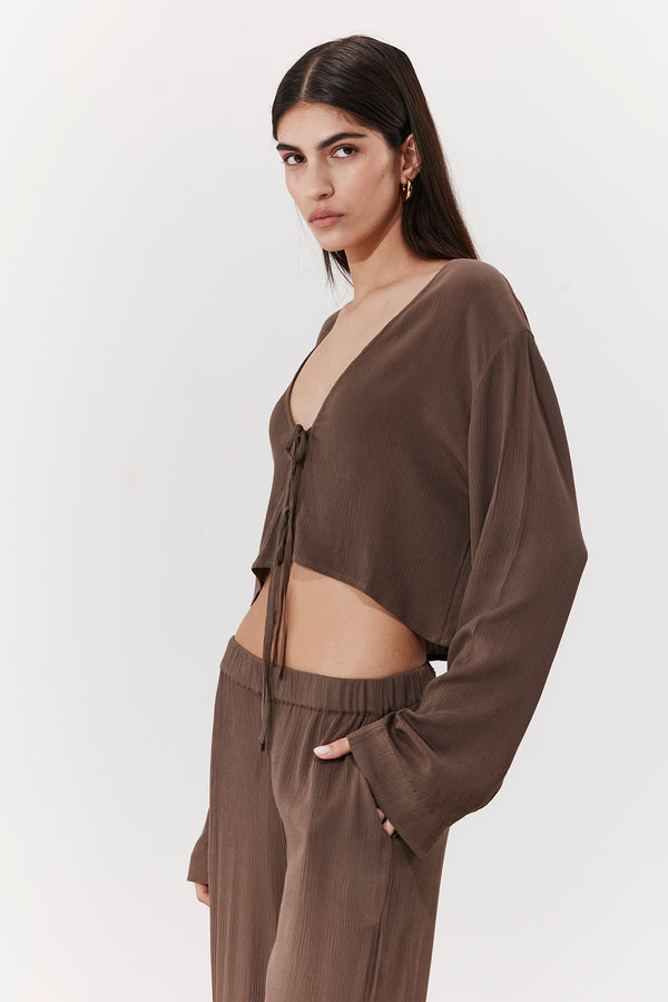 MARRAKESH FRONT TIE SHIRT IN KHAKI