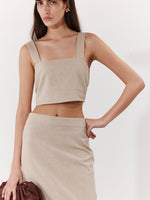 SORRENTO LINEN CROP TOP IN BEIGE