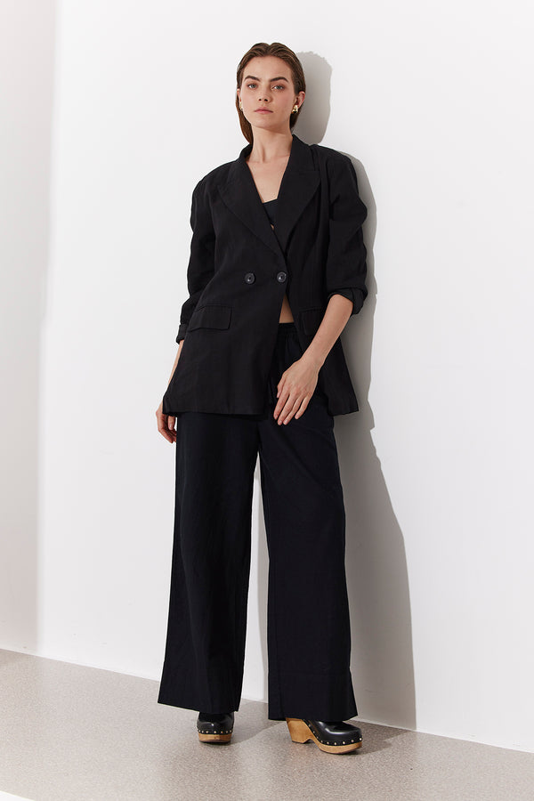 SORRENTO WIDE-LEG LINEN PANTS IN BLACK