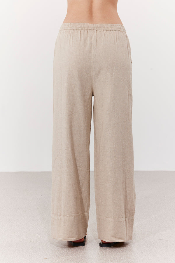 SORRENTO WIDE-LEG LINEN PANTS IN CREAM