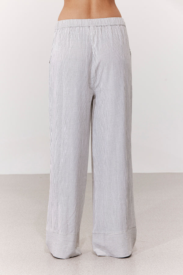 SANTORINI STRIPED LONG LINEN PANTS