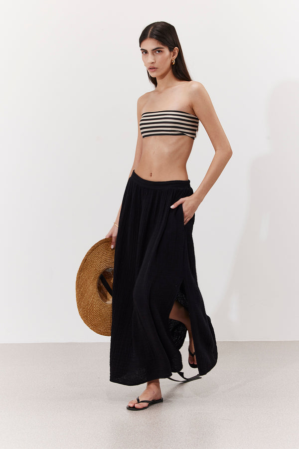 OASIS MIDI WRAP SKIRT IN BLACK