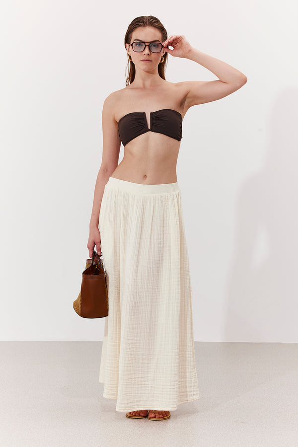 OASIS MIDI WRAP SKIRT IN BEIGE