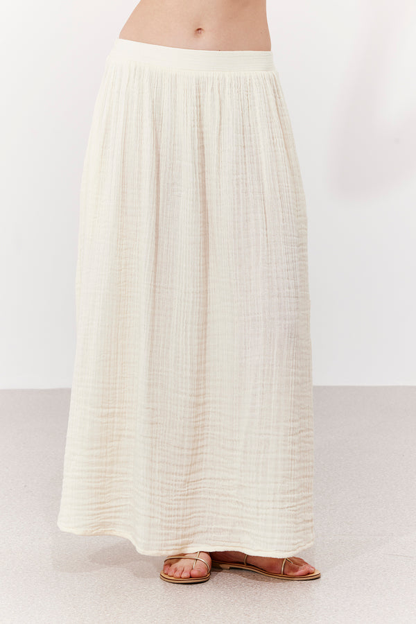 OASIS MIDI WRAP SKIRT IN BEIGE