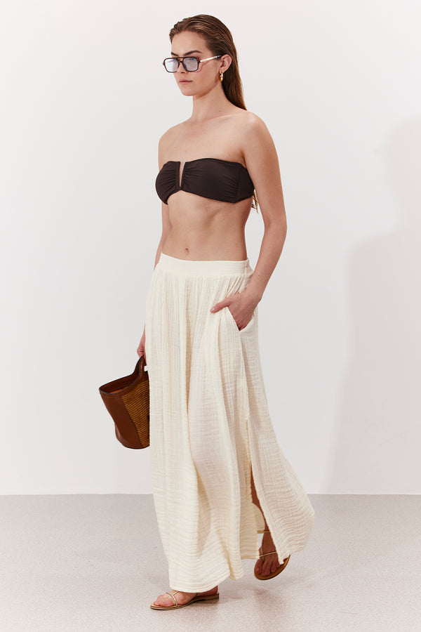 OASIS MIDI WRAP SKIRT IN BEIGE