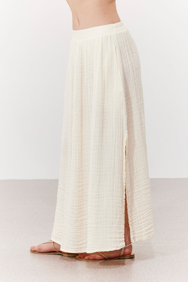 OASIS MIDI WRAP SKIRT IN BEIGE