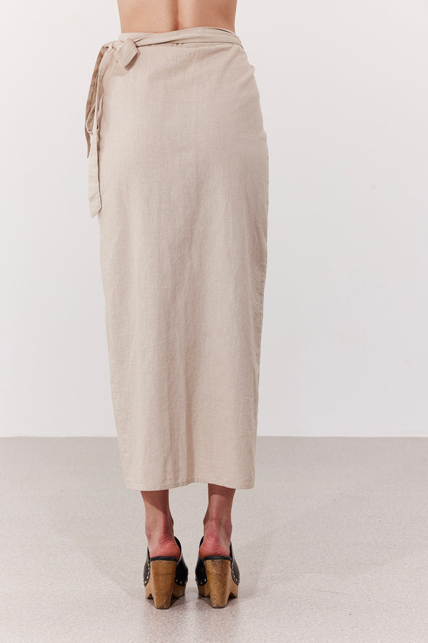 SORRENTO MIDI WRAP SKIRT IN BEIGE