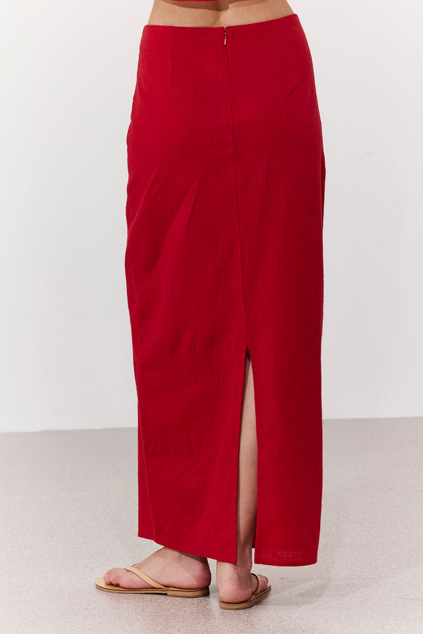SORRENTO MIDI SKIRT IN RED