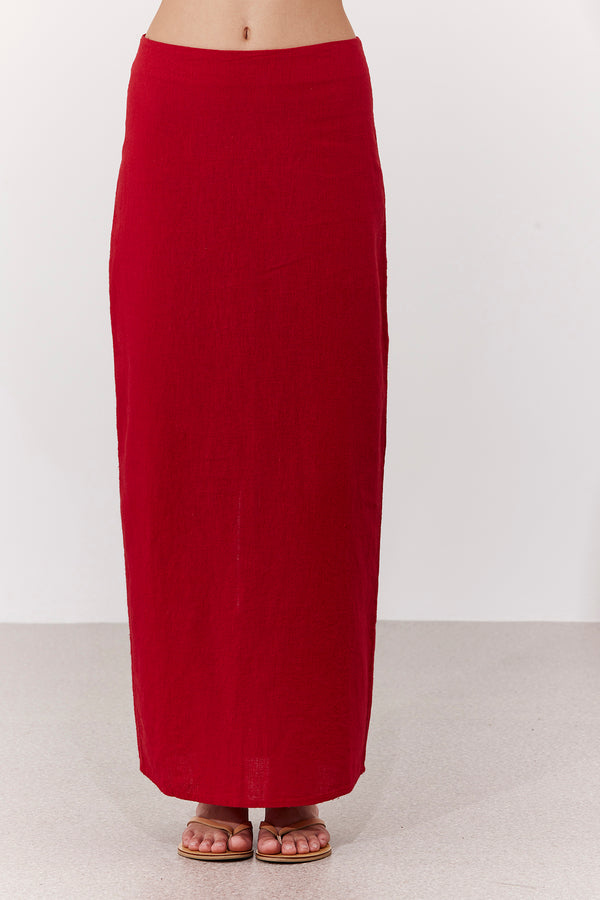SORRENTO MIDI SKIRT IN RED