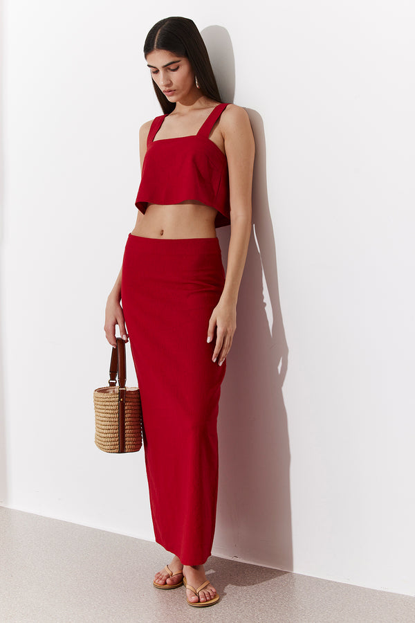 SORRENTO MIDI SKIRT IN RED