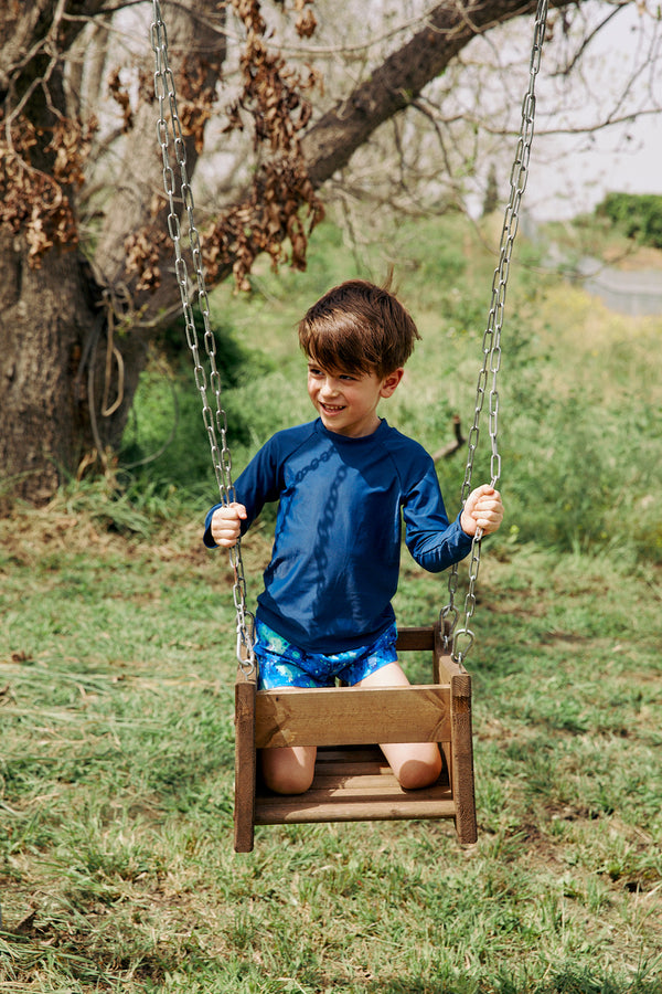 KIDS LONG SLEEVE SWIM TOP IN NAVY