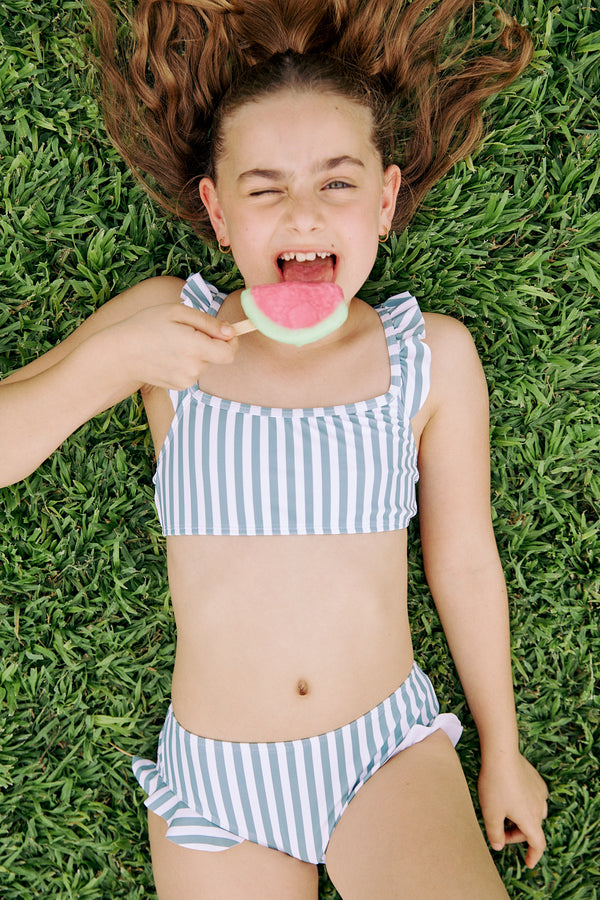 GIRLS BIKINI SET IN STRIPED GREEN