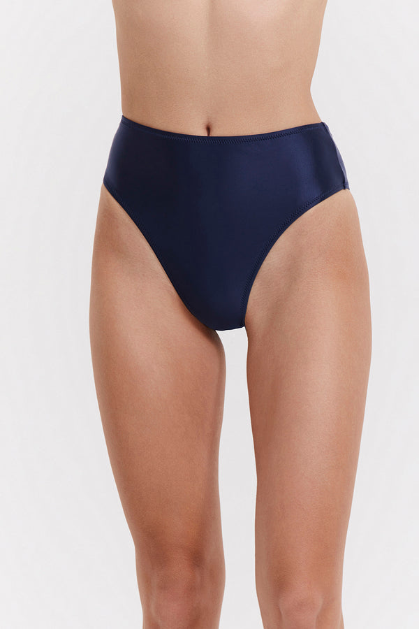 SATIN TOUCH HIGH LEG HIGH WAIST BIKINI BOTTOM