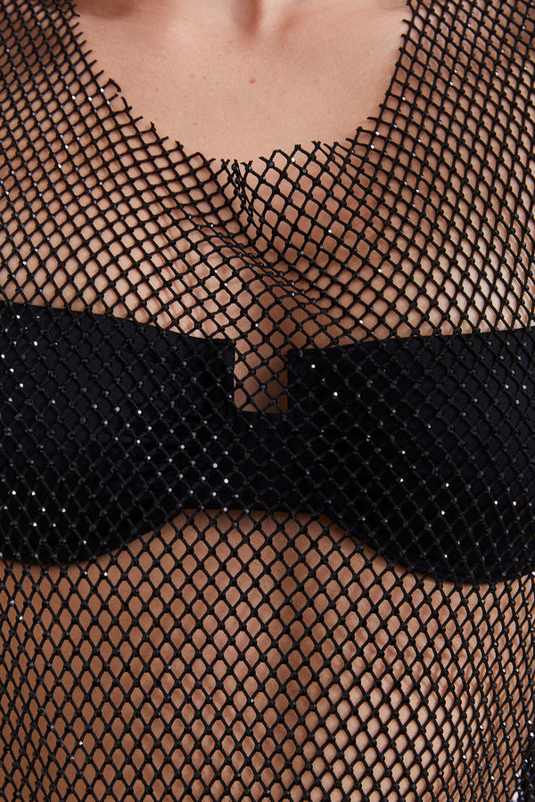 FLIRTT BLACK MESH BEACH DRESS