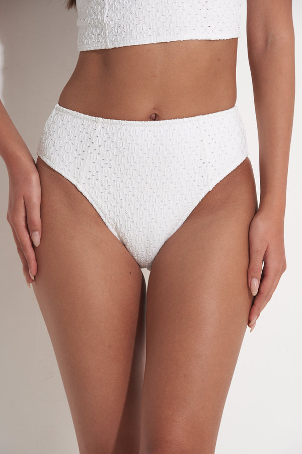 PILPEL HIGH WAIST BIKINI BOTTOM IN WHITE