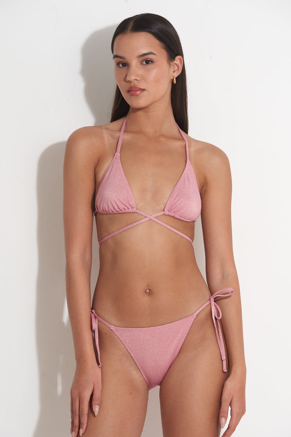 PILPEL TRIANGLE  BIKINI TOP IN PINK LUREX