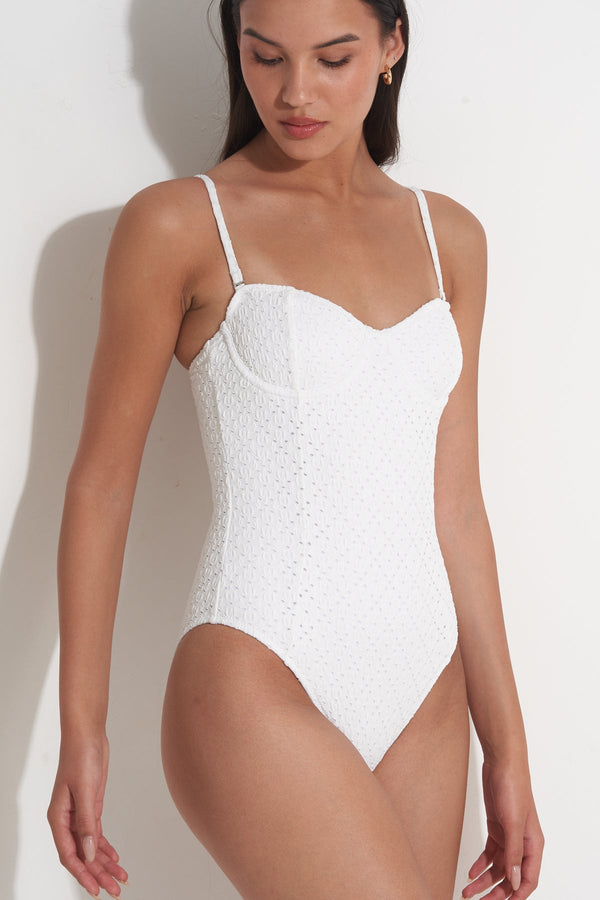 PILPEL CROCHET BANDEAU ONE PIECE IN WHITE