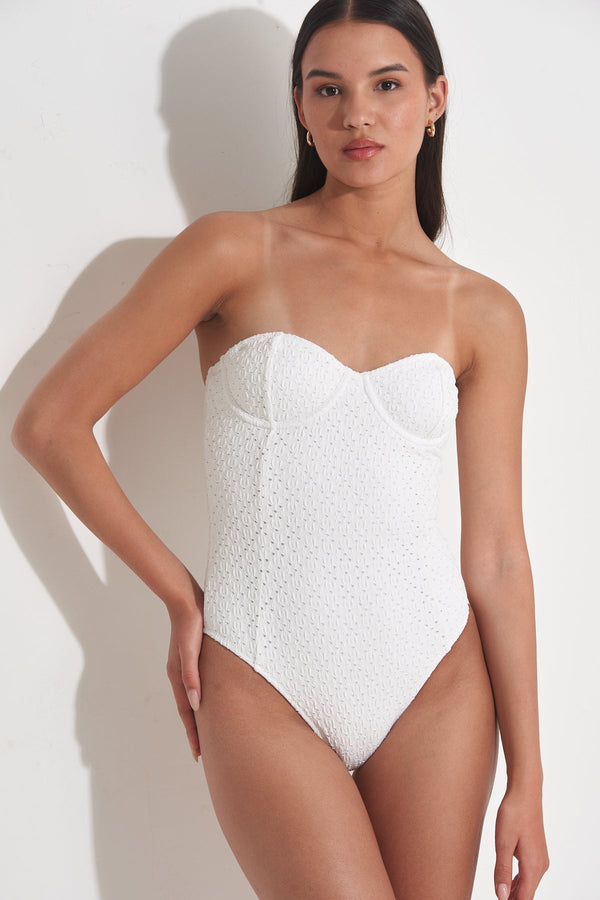 PILPEL CROCHET BANDEAU ONE PIECE IN WHITE