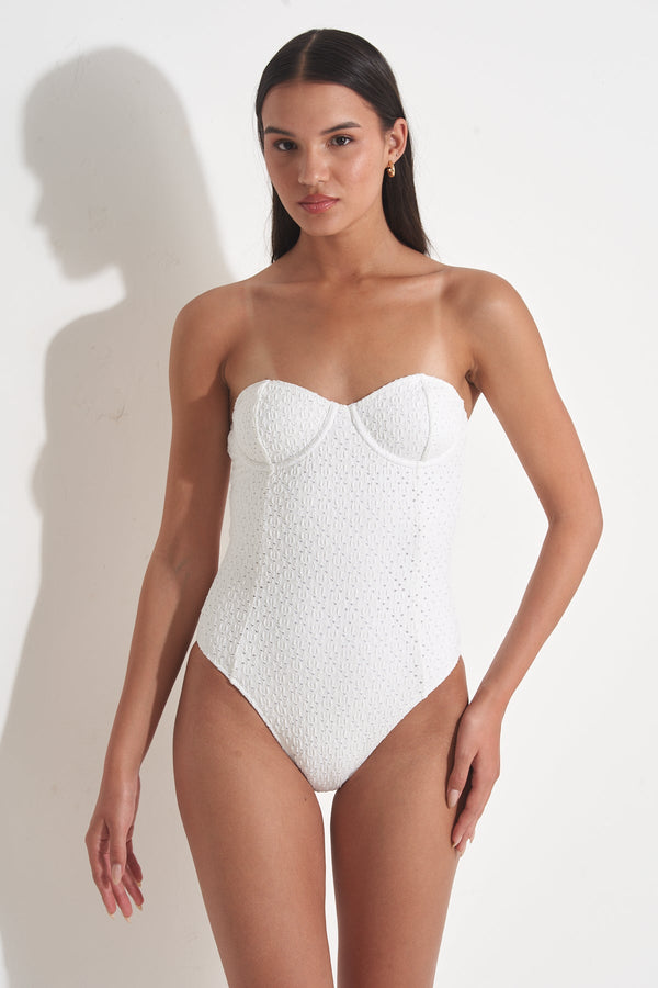 PILPEL CROCHET BANDEAU ONE PIECE IN WHITE