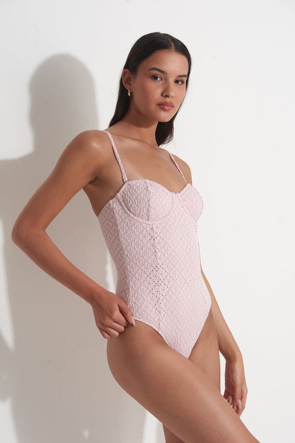 PILPEL CROCHET BANDEAU ONE PIECE  IN PINK